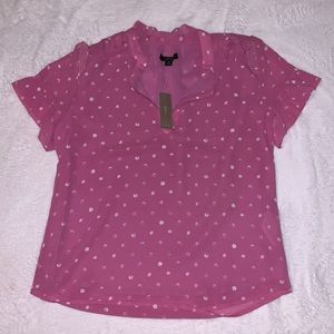 j crew painted dot short sleeve ruffle top